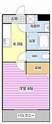 スィートパーク 1Kの間取図画像