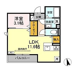 D-Hills佐藤II 1LDKの間取図画像
