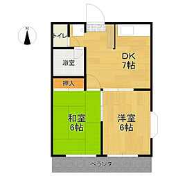 コーポ上浅田 2DKの間取図画像