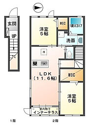 グランパレス浜松半田 2LDKの間取図画像