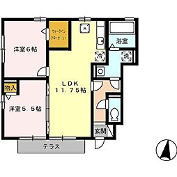 レセンテ・ウィルB 2LDKの間取図画像