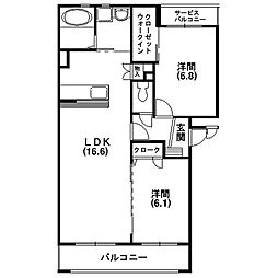 フロレスタ・ハヤシ 2LDKの間取図画像