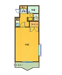 コナビック上西 1Kの間取図画像
