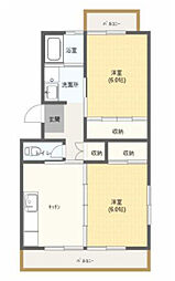 セントポーリア浜田ビル 2DKの間取図画像