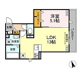 SUN HILLS三組 1LDKの間取図画像