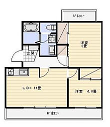 ラ・フォーレ向平 2LDKの間取図画像