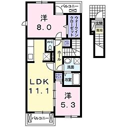 ヴィラ・ハナミズキ2 2LDKの間取図画像