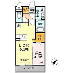 プリマ・テラッセ 1LDKの間取図画像