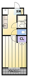 エザンス 1Kの間取図画像