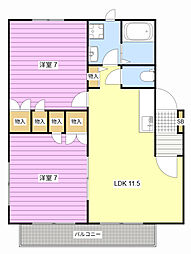 MMC上西 2LDKの間取図画像