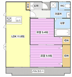 フォレスト住吉A 2LDKの間取図画像