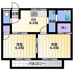 タウニイ 2DKの間取図画像