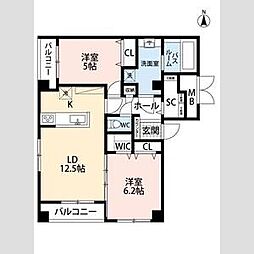 ラルバディセコンド 1LDKの間取図画像