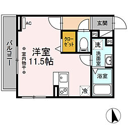 プランドールT・八幡 ワンルームの間取図画像