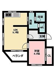 ベルガーデン 1LDKの間取図画像