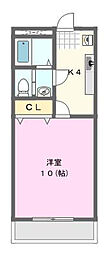 アミスター2 1Kの間取図画像