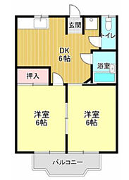 メゾン青葉台No.3 2DKの間取図画像