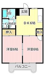 ハイツカトレアA 2DKの間取図画像