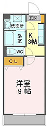 エレンシア 1Kの間取図画像