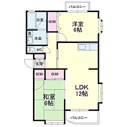 レスポワール曳馬2 2LDKの間取図画像