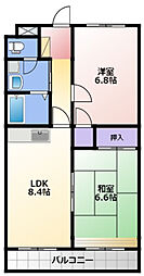 ビューしじみの森 2LDKの間取図画像