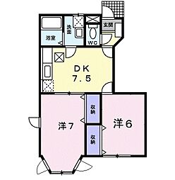 サンクローレ3 2DKの間取図画像