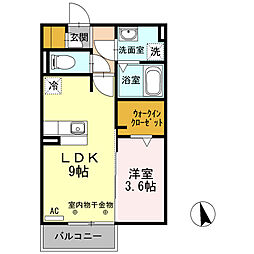 ピーノグランデ 1LDKの間取図画像