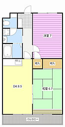 ハピネスマルカ 2LDKの間取図画像