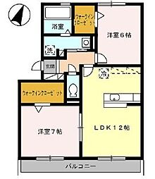 ロイヤルガーデン染地台B 2LDKの間取図画像