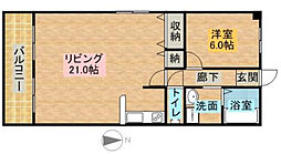 リアライズ山下町 1LDKの間取図画像
