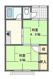 三方原グリーンハイツA 2Kの間取図画像