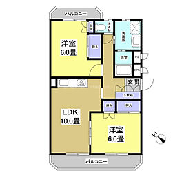 ブライティ西伊場 2LDKの間取図画像
