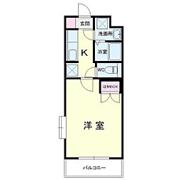 シーガル 1Kの間取図画像
