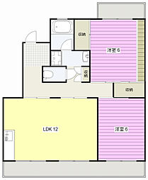 ラフォーレ渡瀬B 2LDKの間取図画像