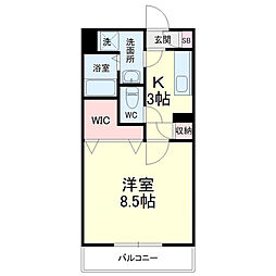 S・ポワール 1Kの間取図画像