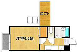 ビバリーハウス萩丘A 1Kの間取図画像