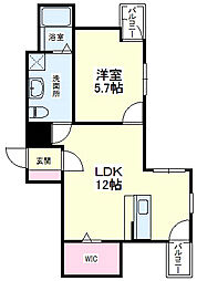 ルミシア2 1LDKの間取図画像