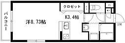 グランストーク住吉 1Kの間取図画像