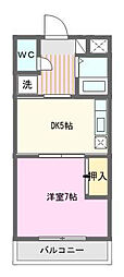 グランテット 1DKの間取図画像