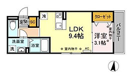 アムール元魚 1LDKの間取図画像