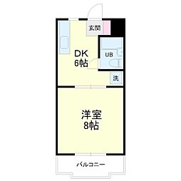 グリーンハイツ根洗 1DKの間取図画像