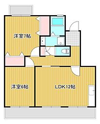 クリサンテB 2LDKの間取図画像
