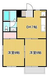 コーポ下石田3 2DKの間取図画像