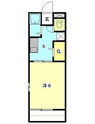アミィエイト 1Kの間取図画像