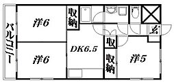 テスコム西伊場コーポ北館 3DKの間取図画像