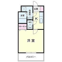 ベルクユー 1Kの間取図画像