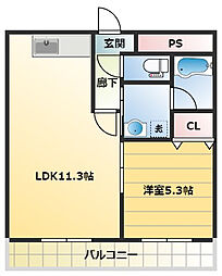 サウスコート 1LDKの間取図画像