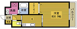 サニーサイド21 1Kの間取図画像
