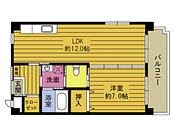 ハルモニア 1階1LDKの間取り