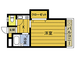エーデルハイツ 1Kの間取図画像